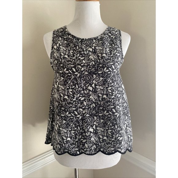 FLANNEL AMERICA Silk Tank Top Size 1 Gray Lightweight fits Small Floral - Picture 1 of 6